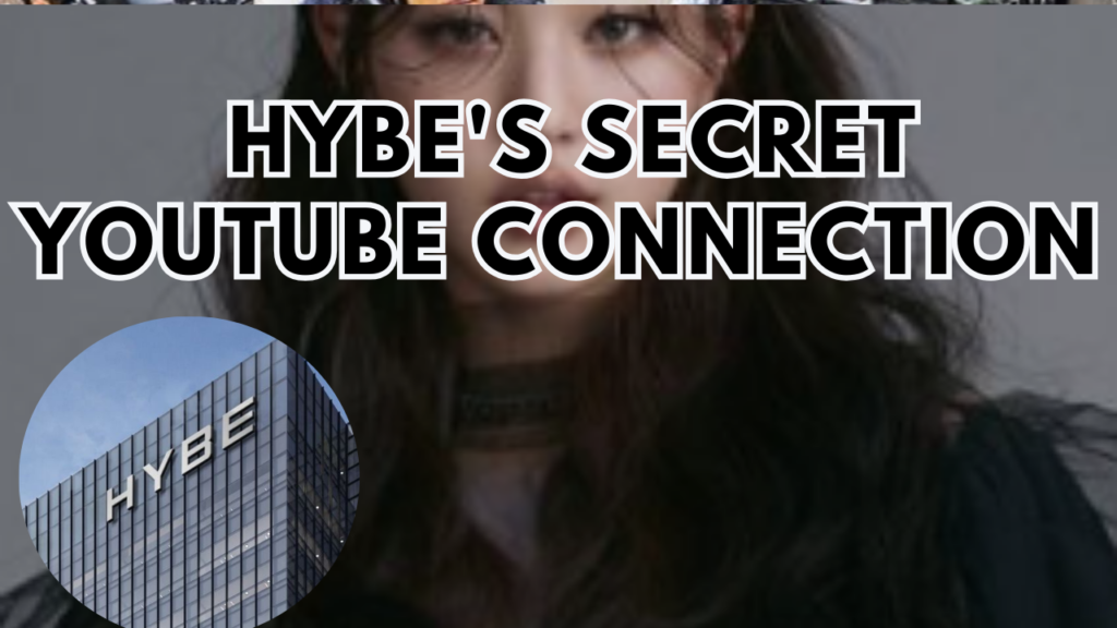 This contain an image of Sojang putting on black dress and another picture of HYBE in a circle