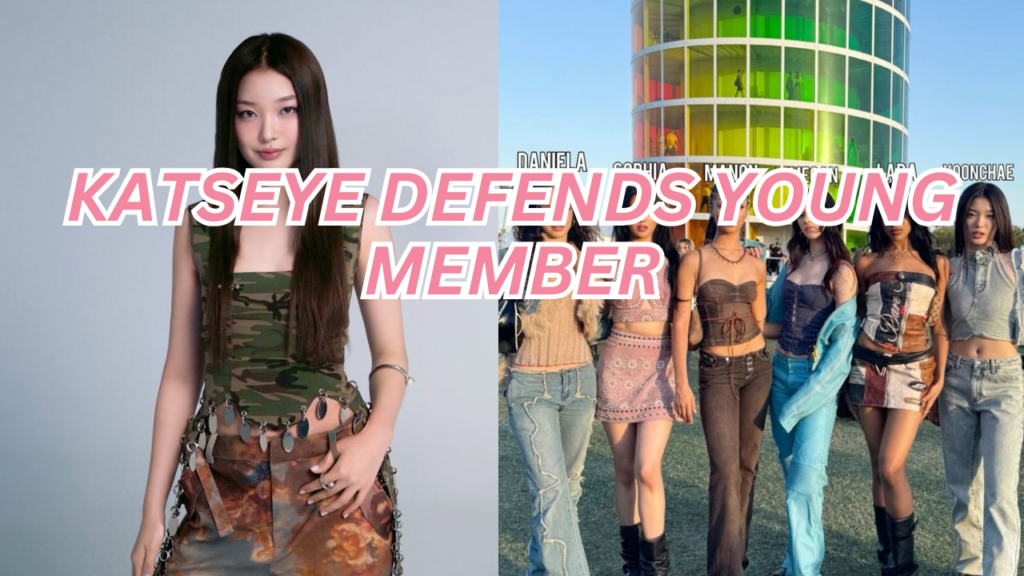 This contains an image of KATSEYE Yoonchae and another image of KATSEYE members