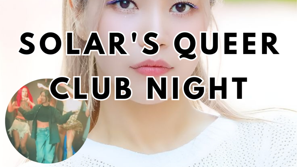 This contains an image of MAMAMOO Solar and another picture of her in a circle at a club