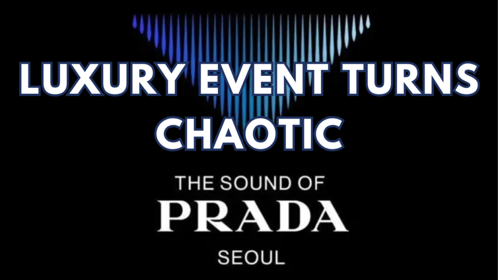 Photo of "THE SOUND OF PRADA SEOUL" in black and blue colour