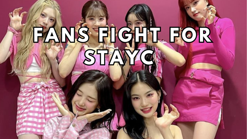 This contains an image ofSTAYC's members looking cute