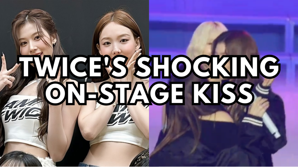 A picture of TWICE's Nayeon and Sana on the other side is a picture of their accidental kiss on stage