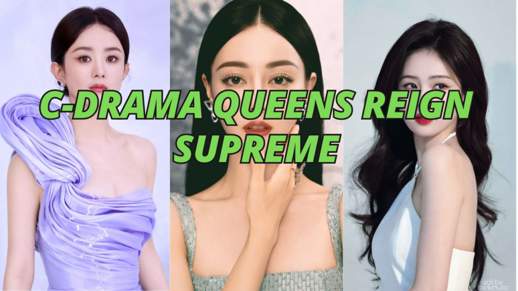 This contains an image of Dilraba Dilmurat, Bai Lu and Zhao Liying