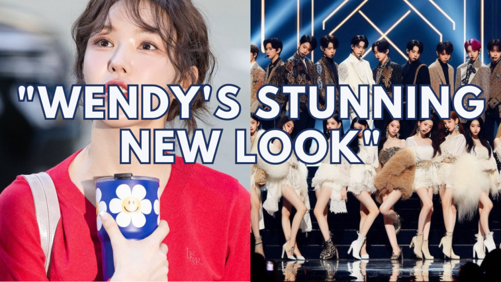 This contain an image of Wendy from Red Velvet and another picture of the red velvet members.