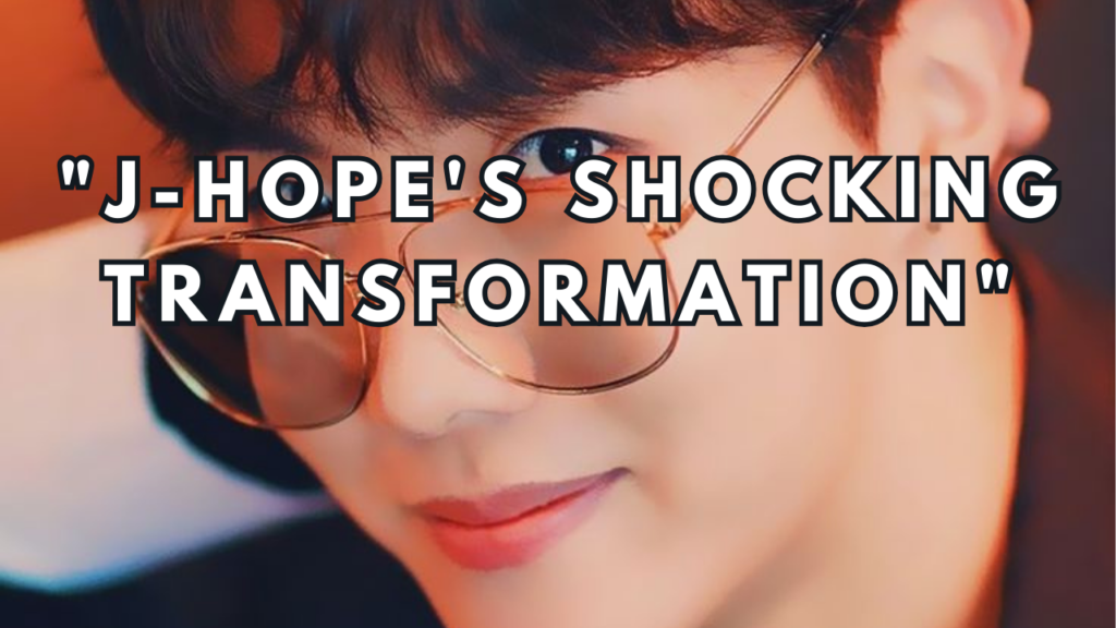 This contain BTS J-Hope with red hair and glasses posing for a photo in front of an orange background