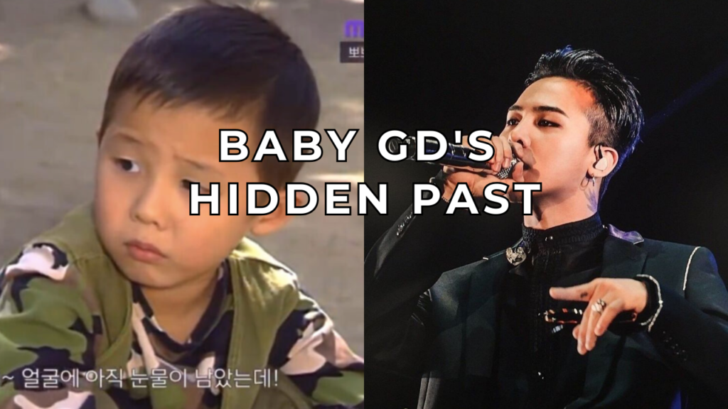 This contains an image of G Dragon when he was a child and another picture of him