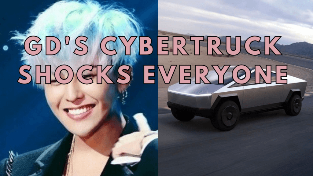 A picture of G Dragon and a picture of Cybertruck car