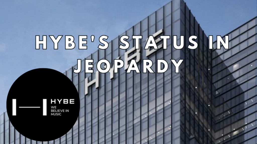 This contains an image of hybe building and another image of it label in a circle