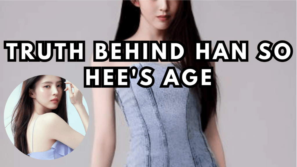 This contain an image of Han So Hee on a jean dress and another picture of her in a circle.