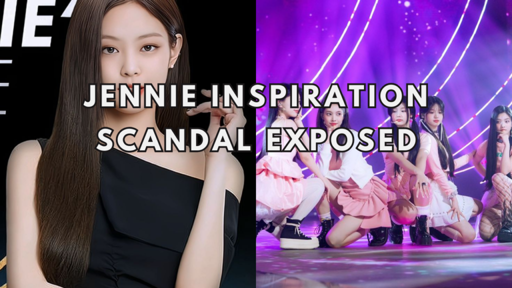 This contain an image of Jennie on black outfit and another picture of the ILLITs group members .