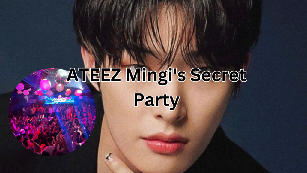 This contains an image of ATEEZ Mingi's and another image of a concert in a circle