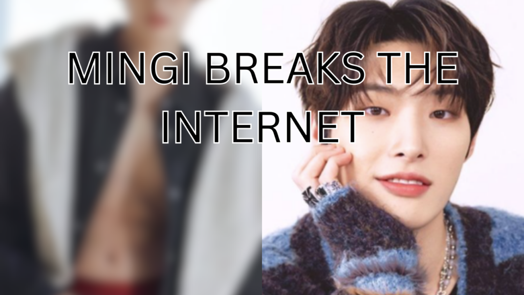 This contains an image of ATEEZ's Mingi and another blurred picture.