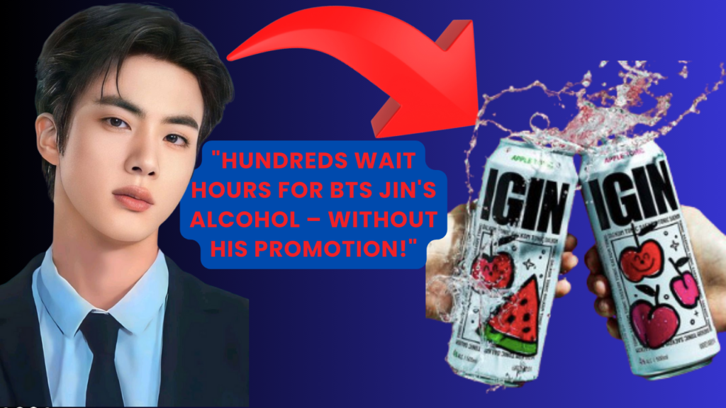 This contains an image of BTS jin and his alcohol brand IGIN