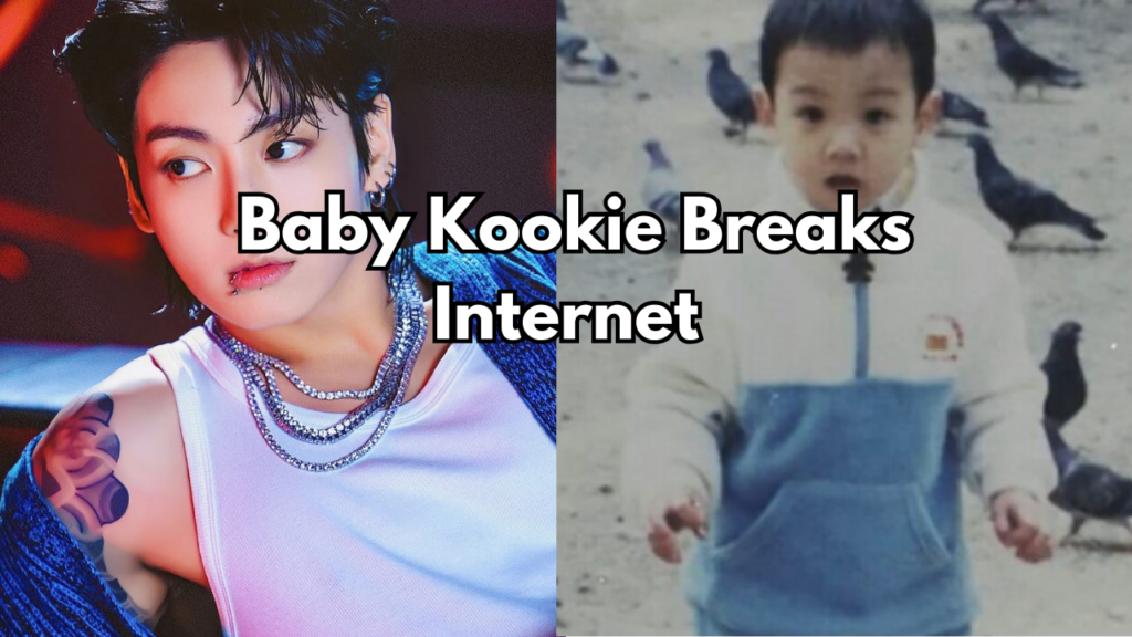 This contains an image of Jungkook and another picture of Jungkook baby photo