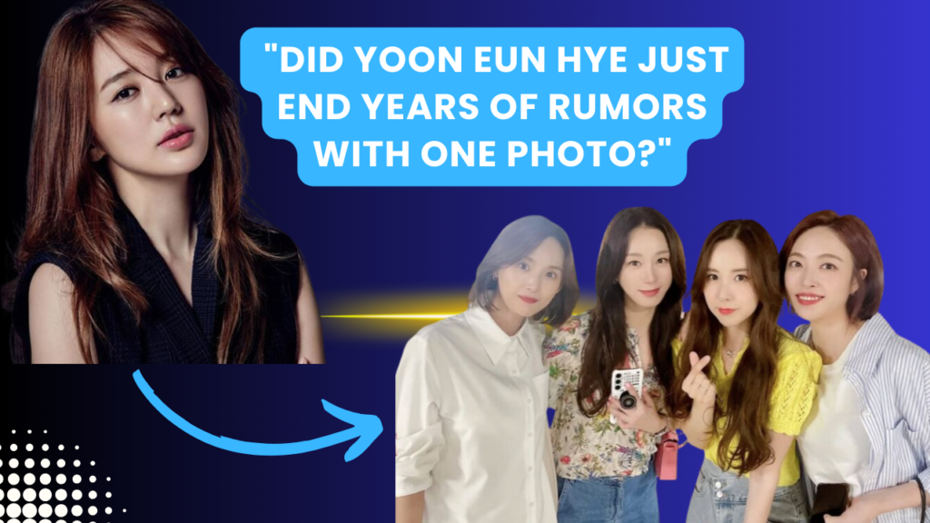 This contains an image of Yoon Eun Hye and a group photo