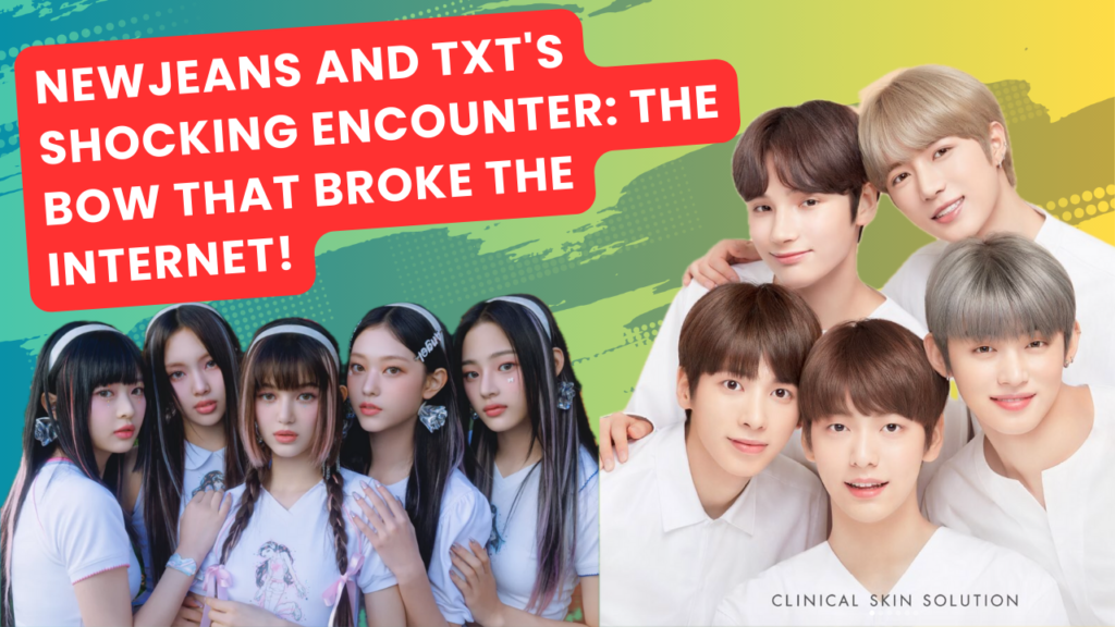 This contains an image of New jeans members and another picture of TXT members.