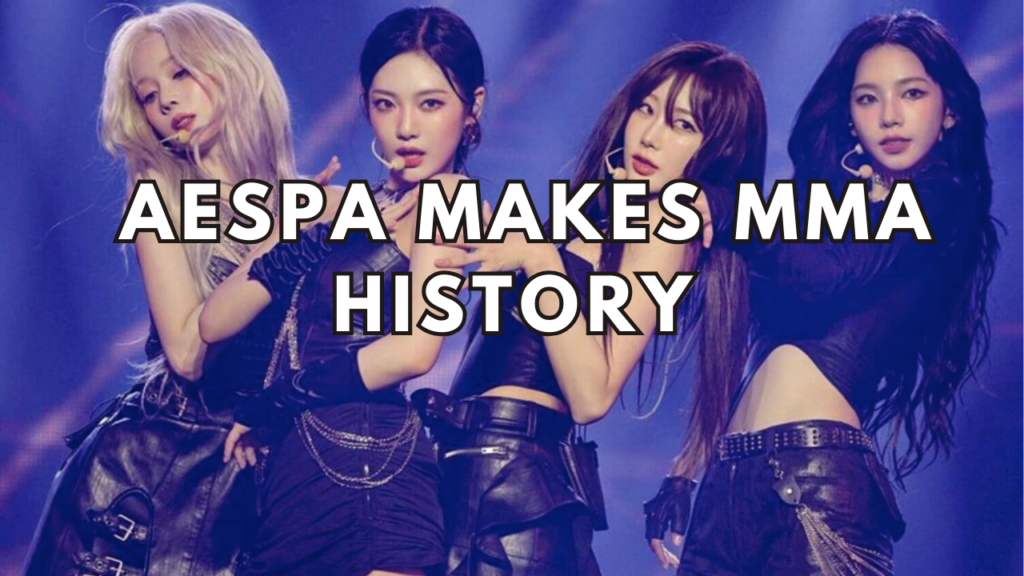 This contain an image of aespa Members making history in melon music MMA award .