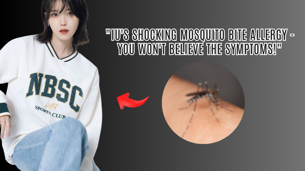 This contain an image of IU and another picture of a mosquito bite in a circle .