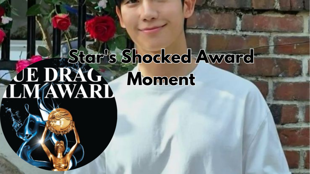 This contains an image of Jung Hae In and another picture of the 45th Blue Dragon Film Awards in a circle