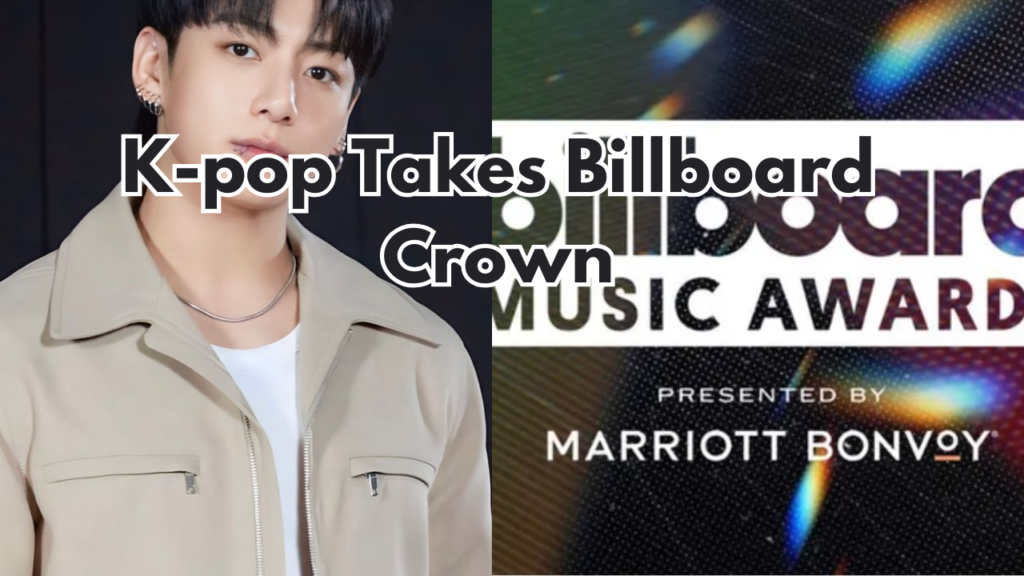 The K-pop Winners Billboard Awards 2024 logo and a picture of BTS's Jungkook