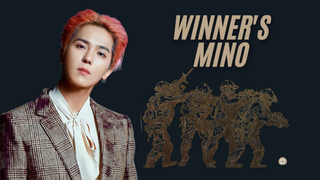 This contains an image of WINNER Mino