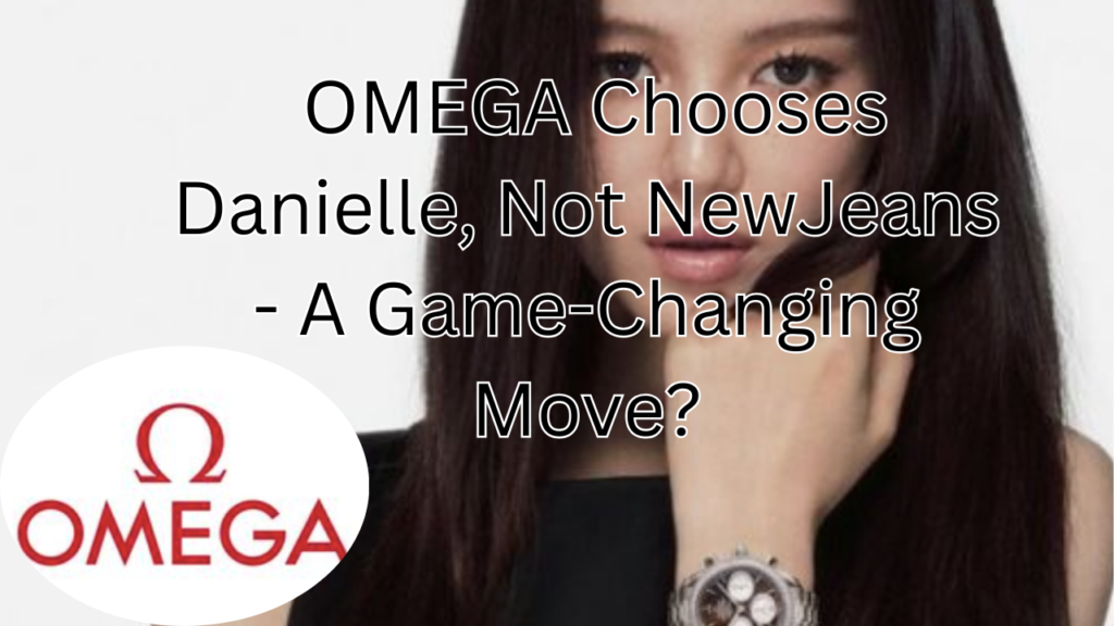 This contains an image of NewJeans danielle snd another picture of Omega logo in a circle.