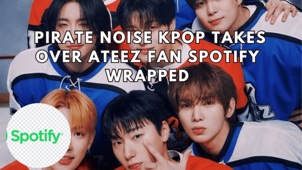 This contains an image of Ateez and a picture of Spotify logo