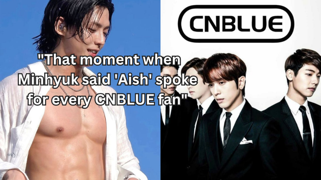 This contain an image of CNBLUE members and another picture of CNBLUE's Kang Minhyuk .