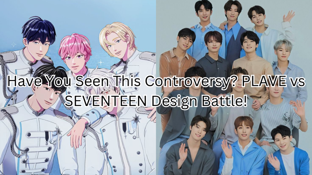 This contains an image of PLAVE group members and another picture of seventeen group members