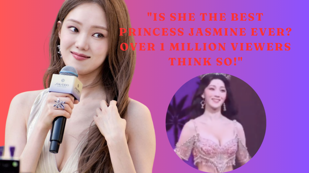 This contains an image of Lee Sung Kyung and another image of her Aladdin musical as princess jasmine