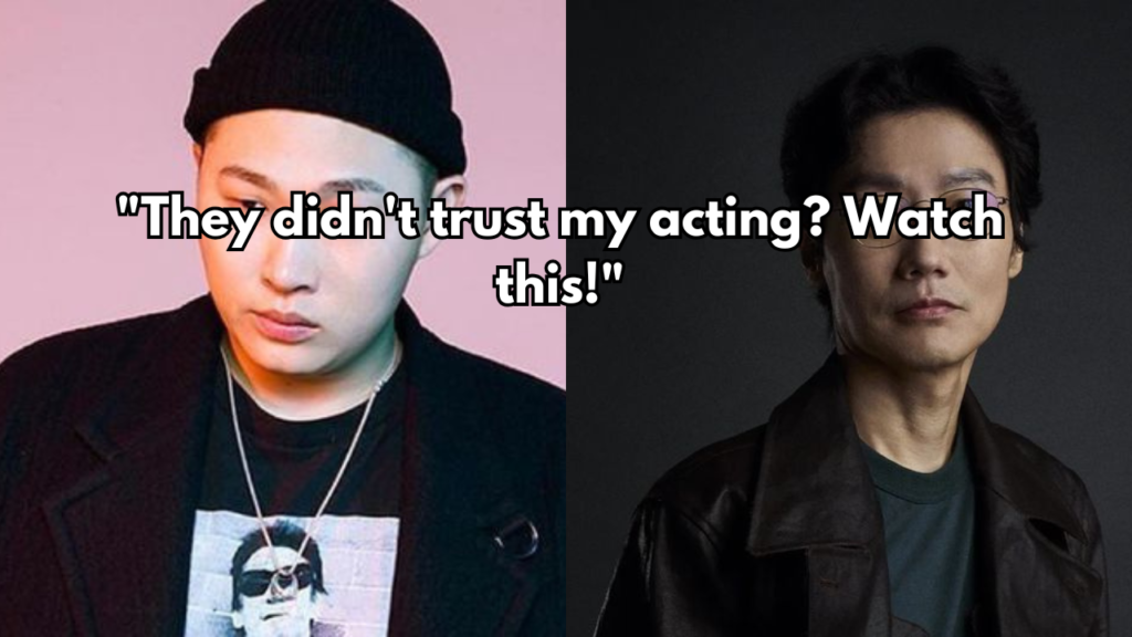 A picture of rapper Swings and A picture of Hwang Dong-hyuk